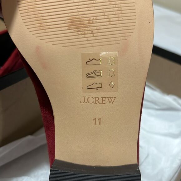 J. Crew ce823 Red Maison ruched loafers suede mismatched sizes 10.5./11 NWT - Picture 11 of 14